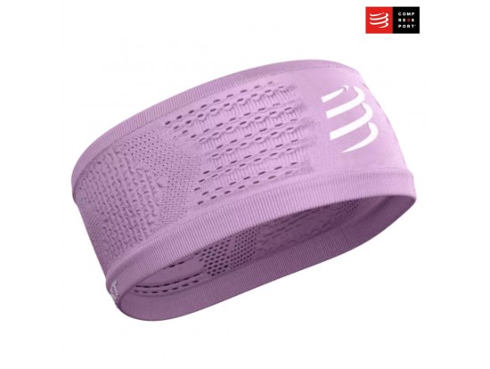 Široki naglavni trak Compressport Headband On/Off Orchid, 8,5 cm