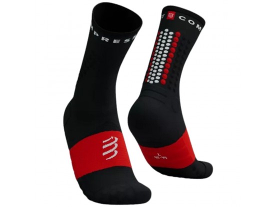 Compressport Ultra Trail Socks V2 – črno-rdeče trail nogavice