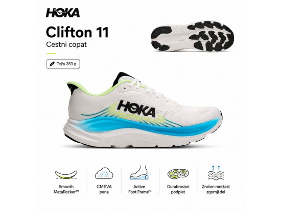 HOKA Clifton 11 FLCK Frost Black moški cestni tekaški copati