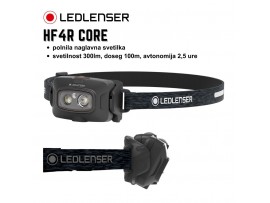 LED LENSER Naglavna polnilna svetilka HF4R CORE, črna, 300lm (max 500lm)